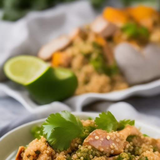 Ensalada de quinoa y pollo con vinagreta de limón