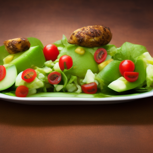 Ensalada de aguacate y langostinos con aliño de cilantro