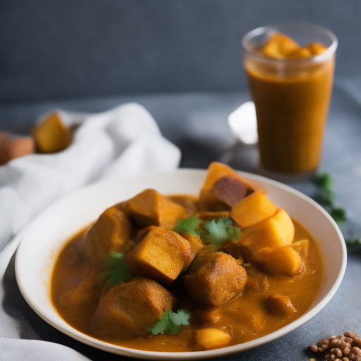 Curry de lentejas y batata vegano