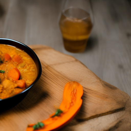 Curry de lentejas y calabaza