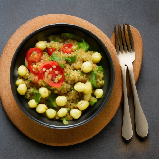 Ensalada de quinoa y garbanzos con aliño de tahini