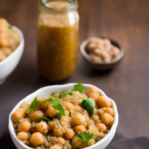 Ensalada de quinoa y garbanzos con vinagreta de mostaza