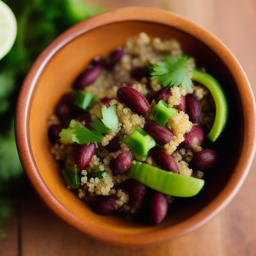 Ensalada de frijoles y quinoa con aderezo de limón y miel