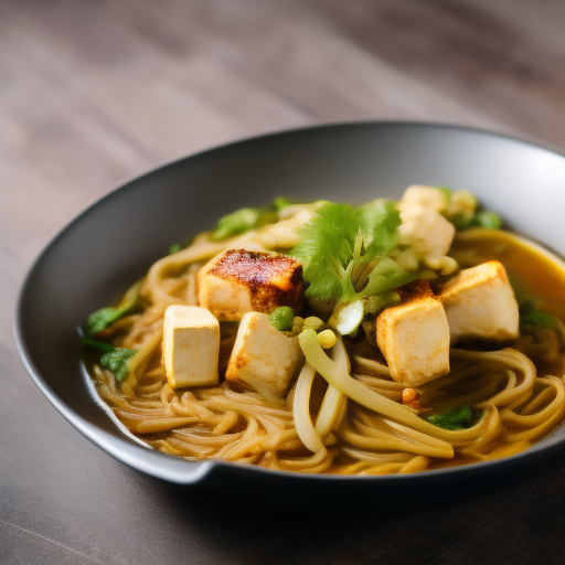 Sopa de fideos soba y tofu al curry