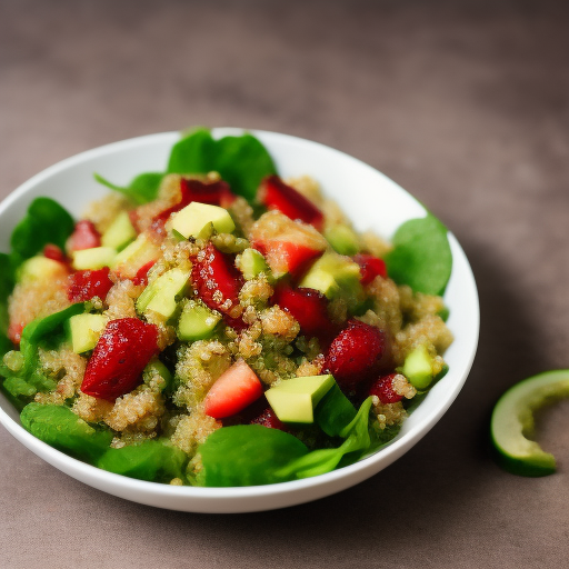 Ensalada de quinoa con aguacate y fresas