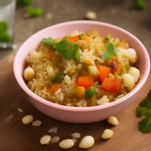 Arroz con garbanzos y vegetales asados