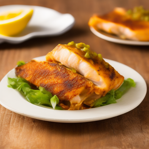 Filetes de pescado al horno con salsa de ajo y limón