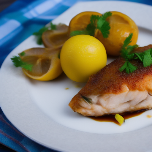 Filetes de pescado al horno con salsa de cebolla y limón