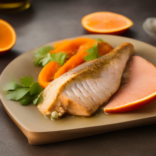 Filete de pargo a la naranja con puré de coliflor