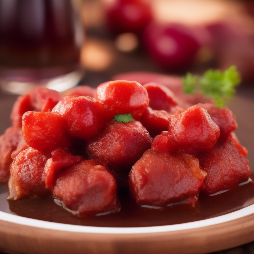 Carne de cerdo en salsa de ciruelas y vino tinto