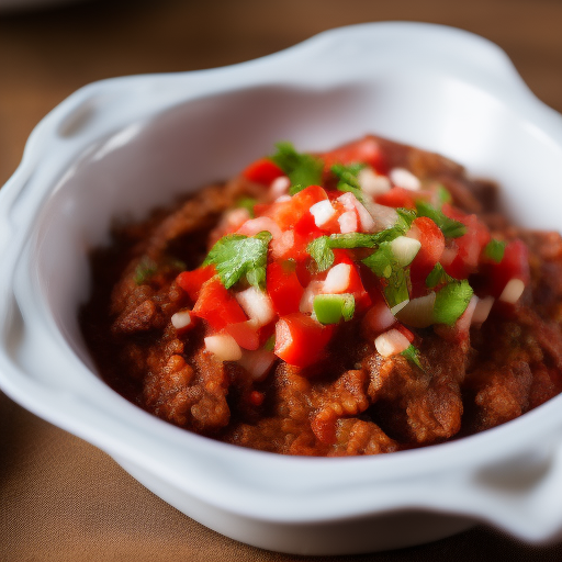 Carne asada con salsa de pimiento rojo y cilantro