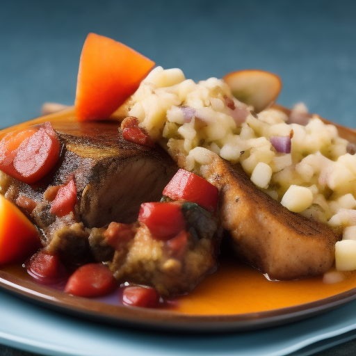 Filete de ternera con salsa de vino tinto y champiñones