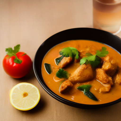 Pollo al curry con leche de coco y verduras