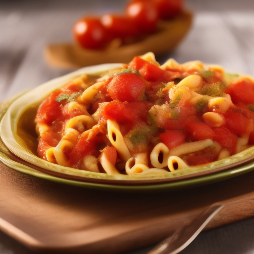 Pasta con salsa de tomate y berenjenas asadas