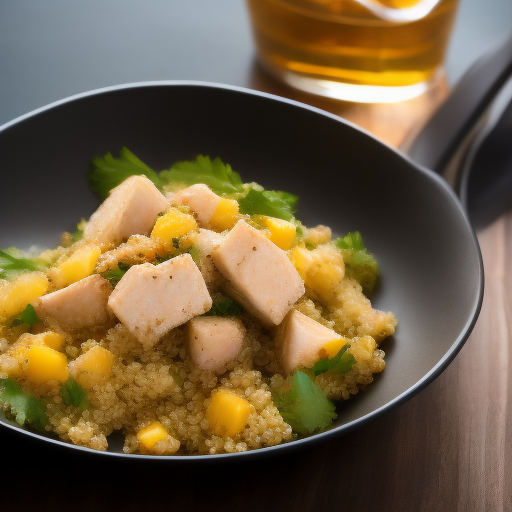 Ensalada de salmón y quinoa con aderezo de miel y mostaza