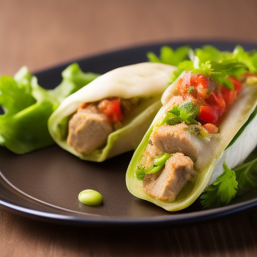 Rollitos de lechuga rellenos de pollo y verduras