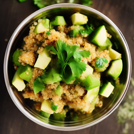 Ensalada de quinoa y aguacate con aderezo de cilantro