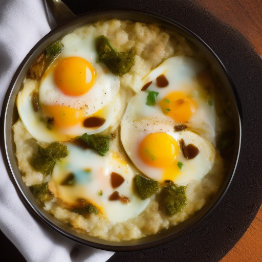 Huevos al horno con espinacas y champiñones