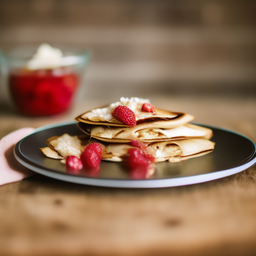 Crepes de avena y plátano con salsa de frutas rojas